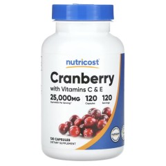 Nutricost, Клюква с витаминами C и E, 120 капсул